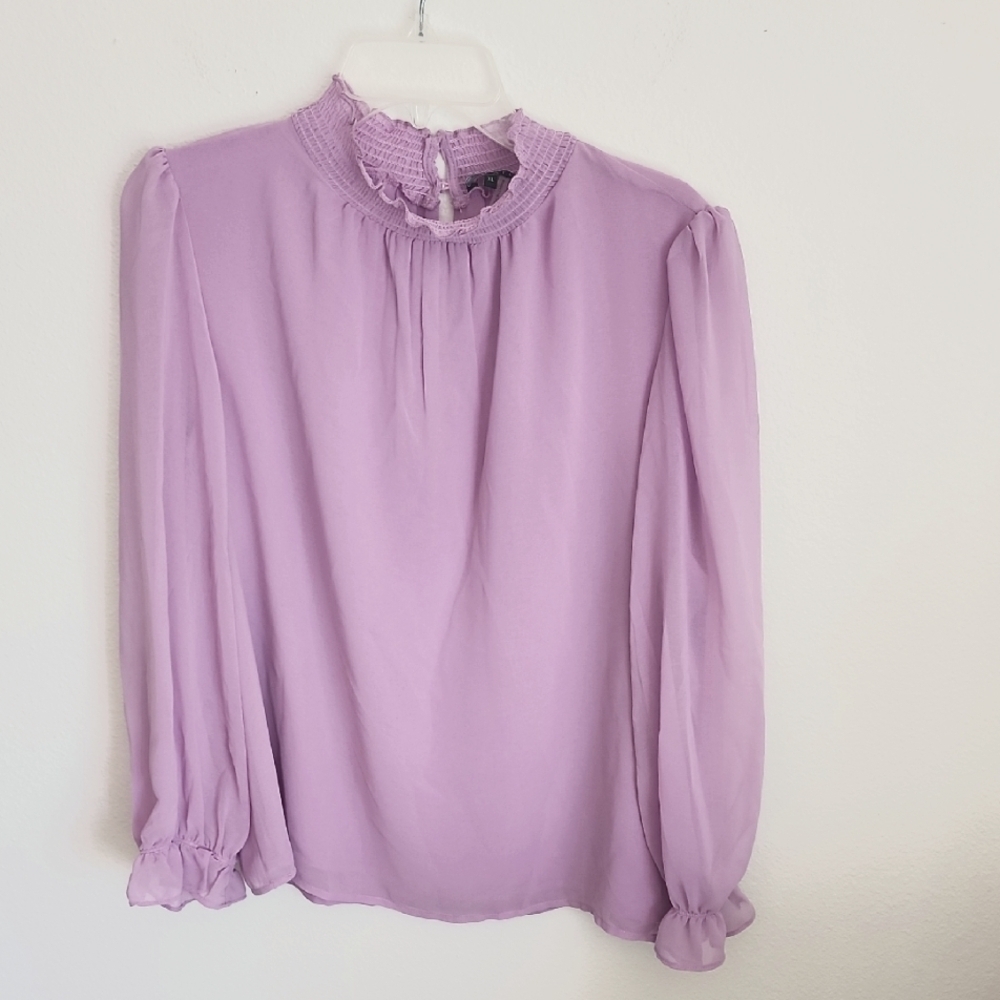 1. State Women's Smocked Neckline Semi-sheer Blouse Elastic Cuffs Sz XL (NWT)